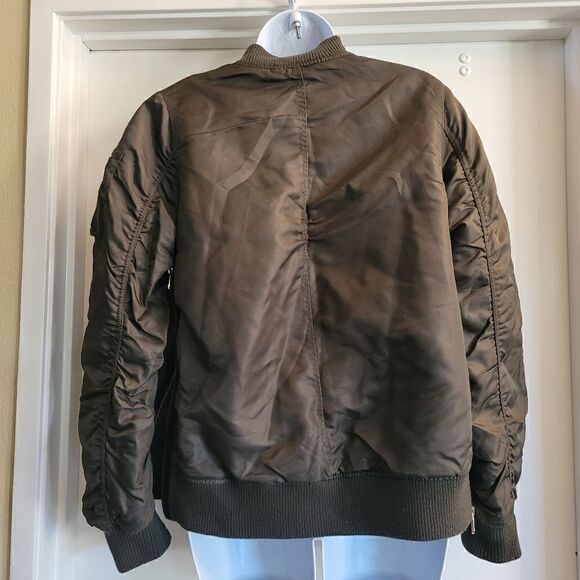 STEVE MADDEN parachute Bomber Satin jacket side zip teddy bear fleece lining, - Picture 12 of 13